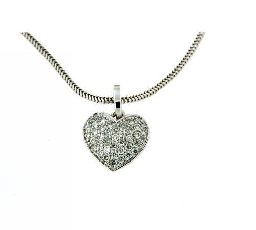 Haakonsen hjerte anheng i hvitt gull med diamanter 0.33 ct.