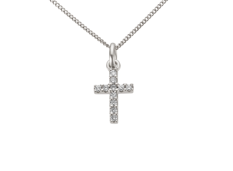 Haakonsen diamantkors i hvitt gull 0.10 ct.