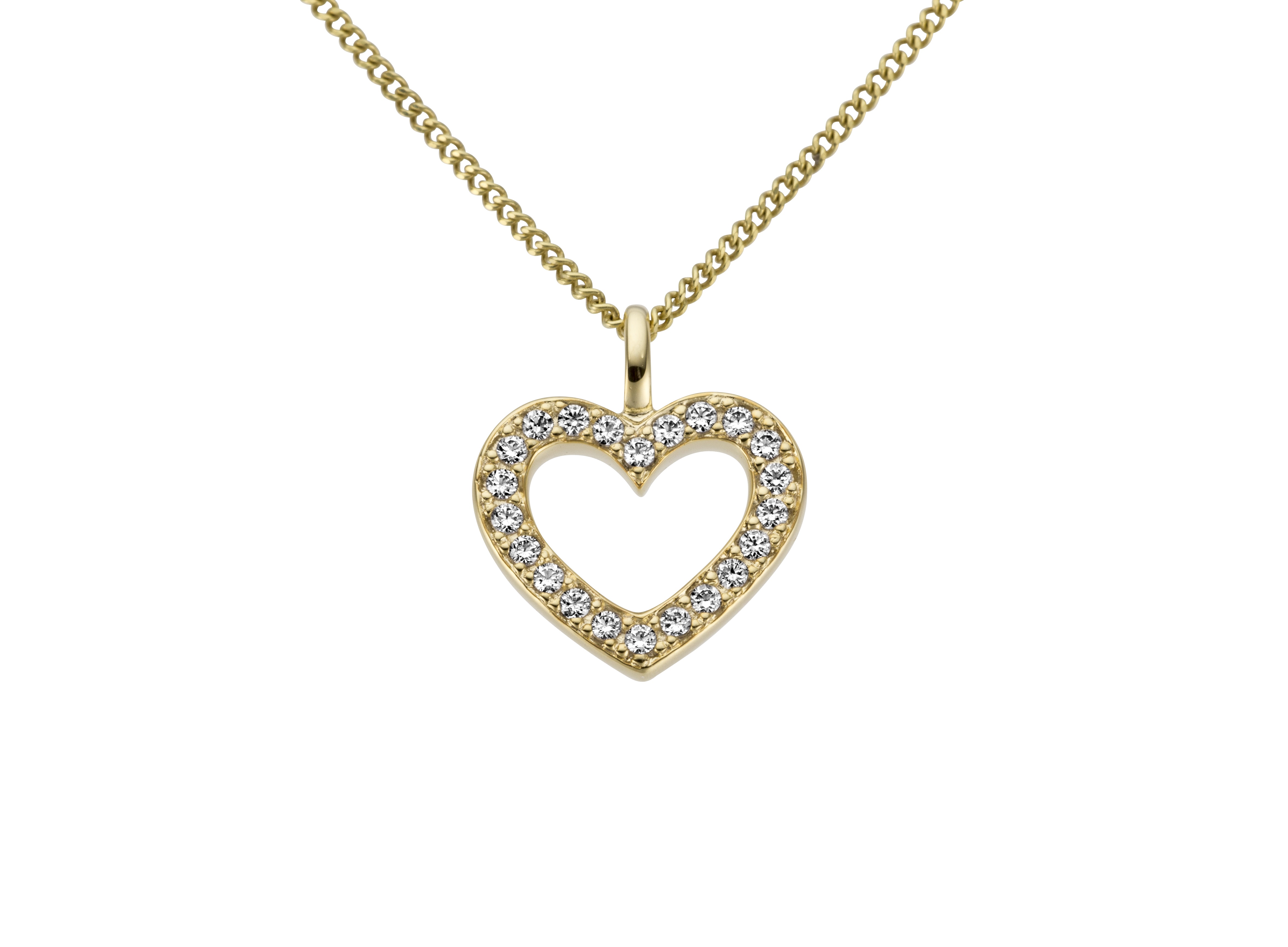 Haakonsen hjerte anheng i gull med diamanter 0.20 ct.