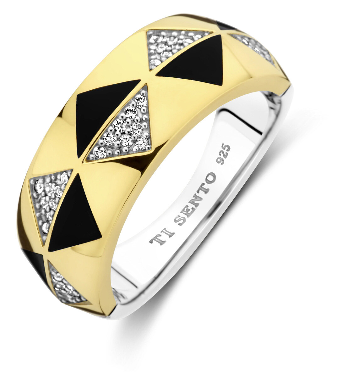 Ti Sento ring i forgylt sølv.