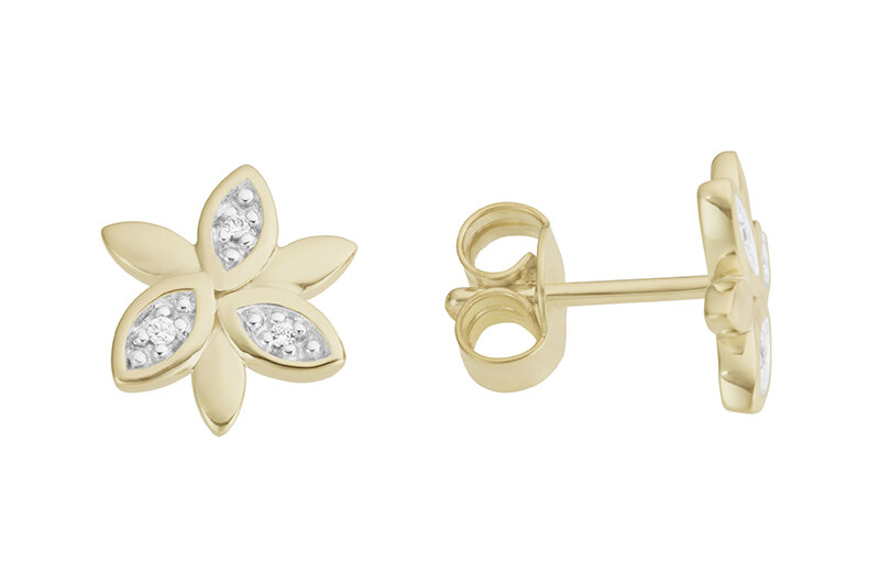 Haakonsen øreringer i gull med diamanter.