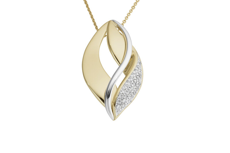 Haakonsen anheng i gull og hvitt gull med diamanter.