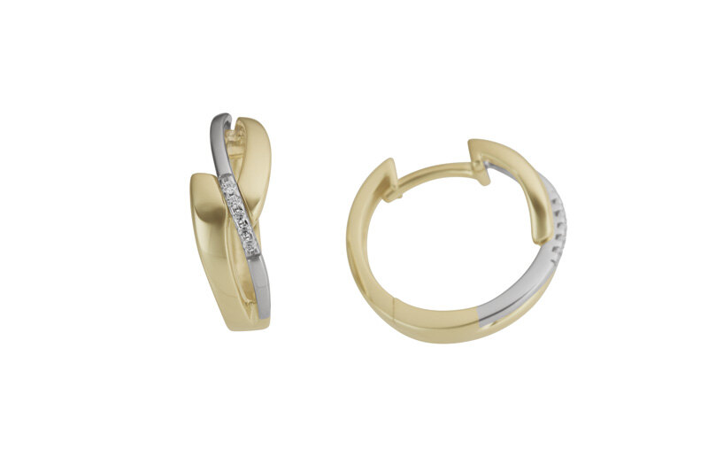 Haakonsen øreringer i gull og hvitt gull med diamanter.