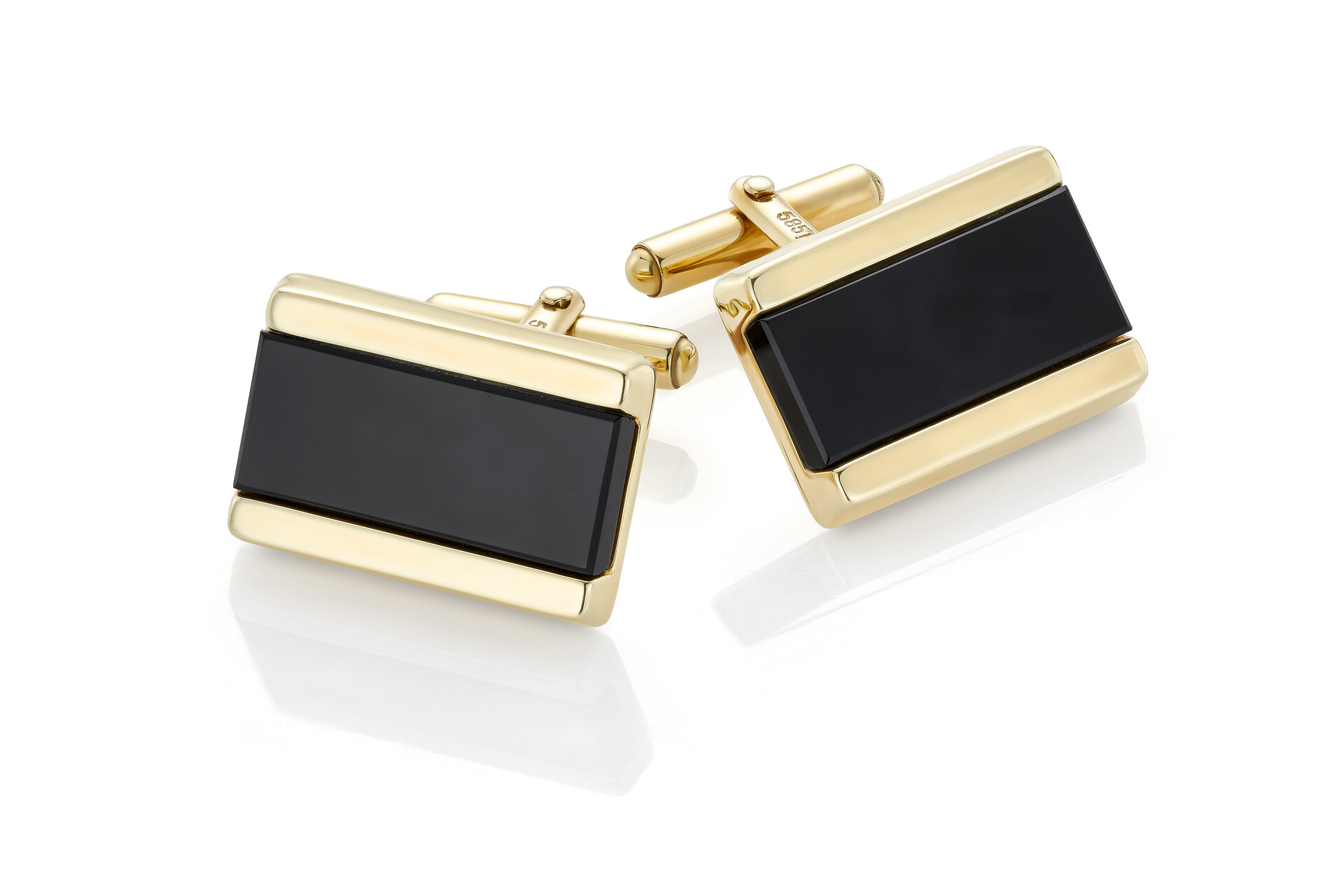 Haakonsen Herre mansjettknapper i gull med onyks.