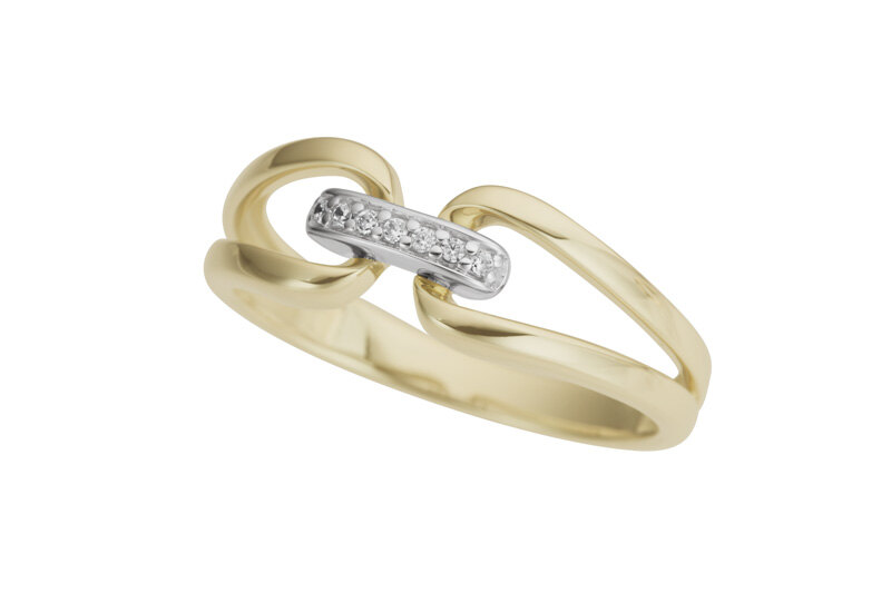 Haakonsen ring i gull og hvitt gull med diamanter.