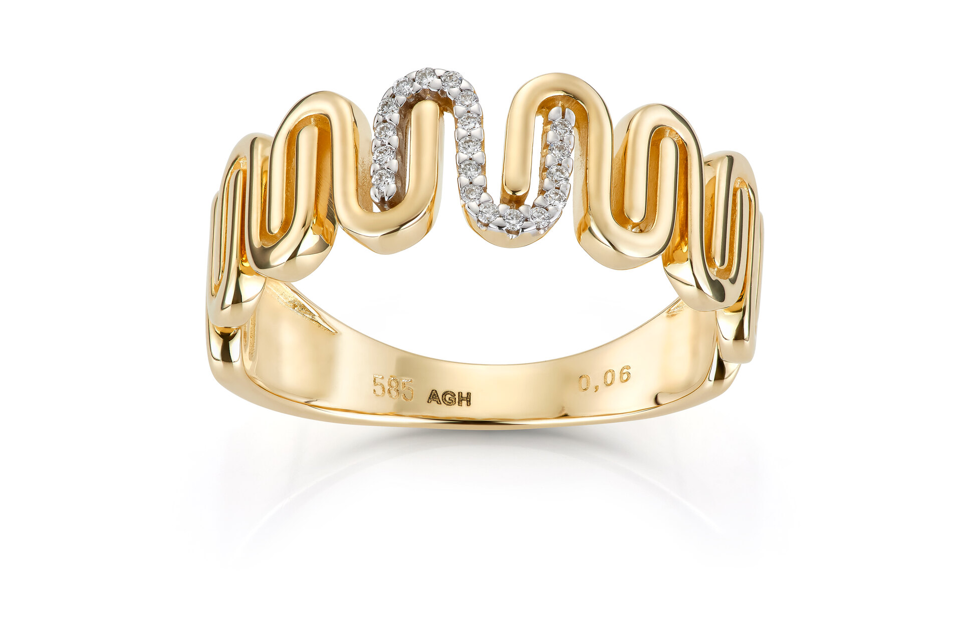 Haakonsen ring i gull med diamanter.