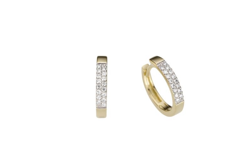 Haakonsen øreringer i gull med diamanter.