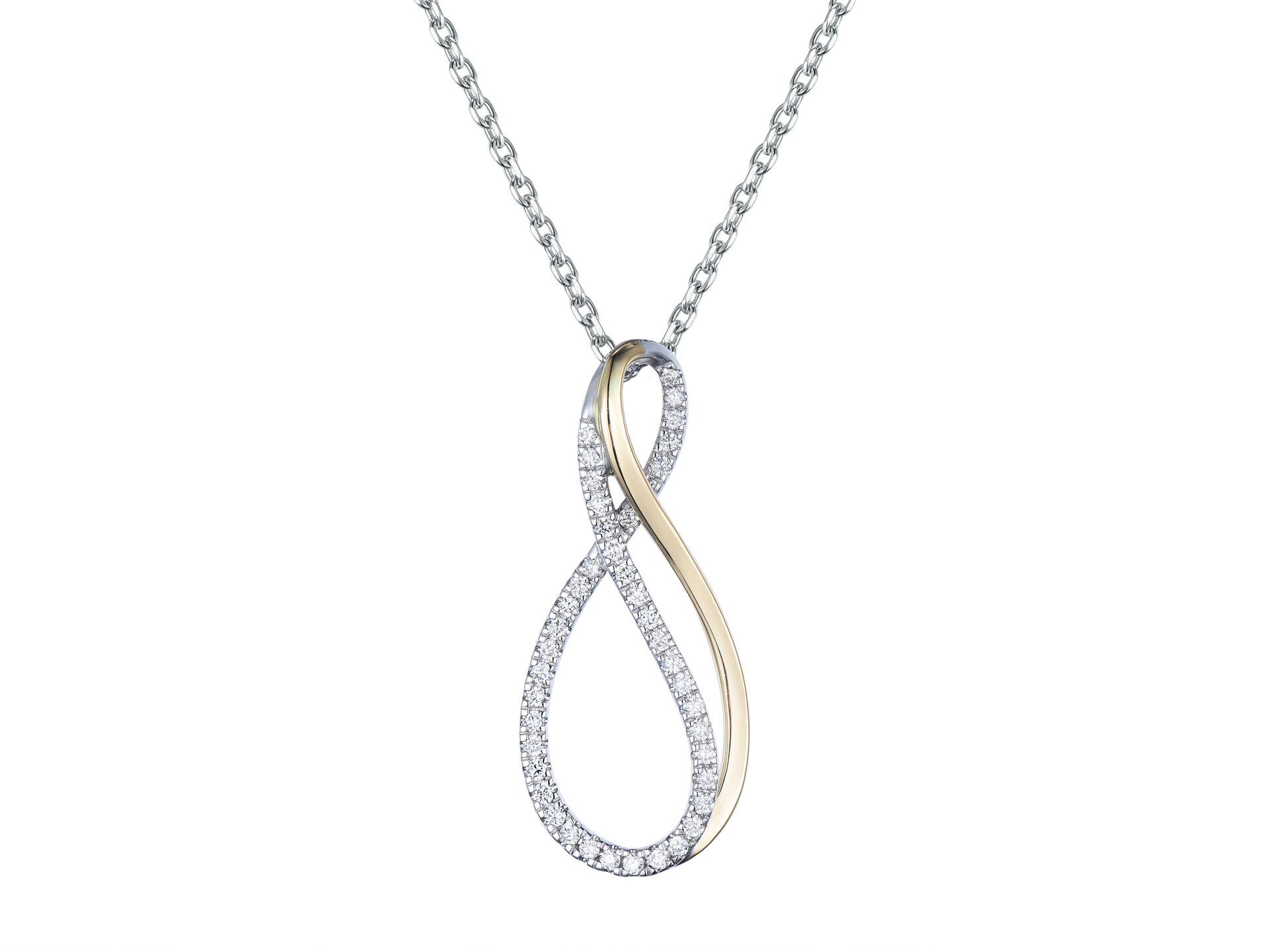 Haakonsen anheng i gull og hvitt gull med diamanter 0.20 ct.