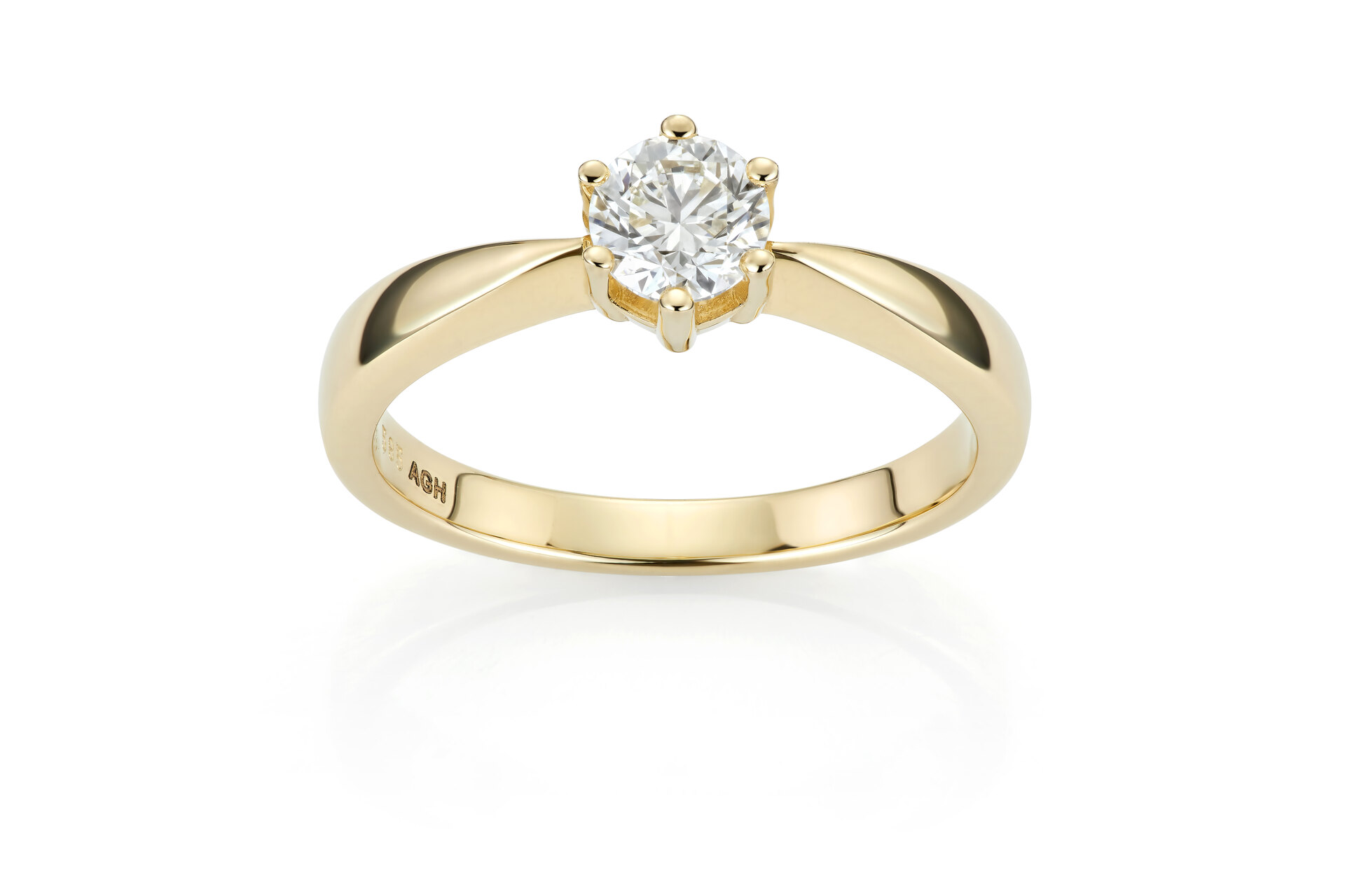 Haakonsen Ina enstens diamantring i gull 0.70 ct.