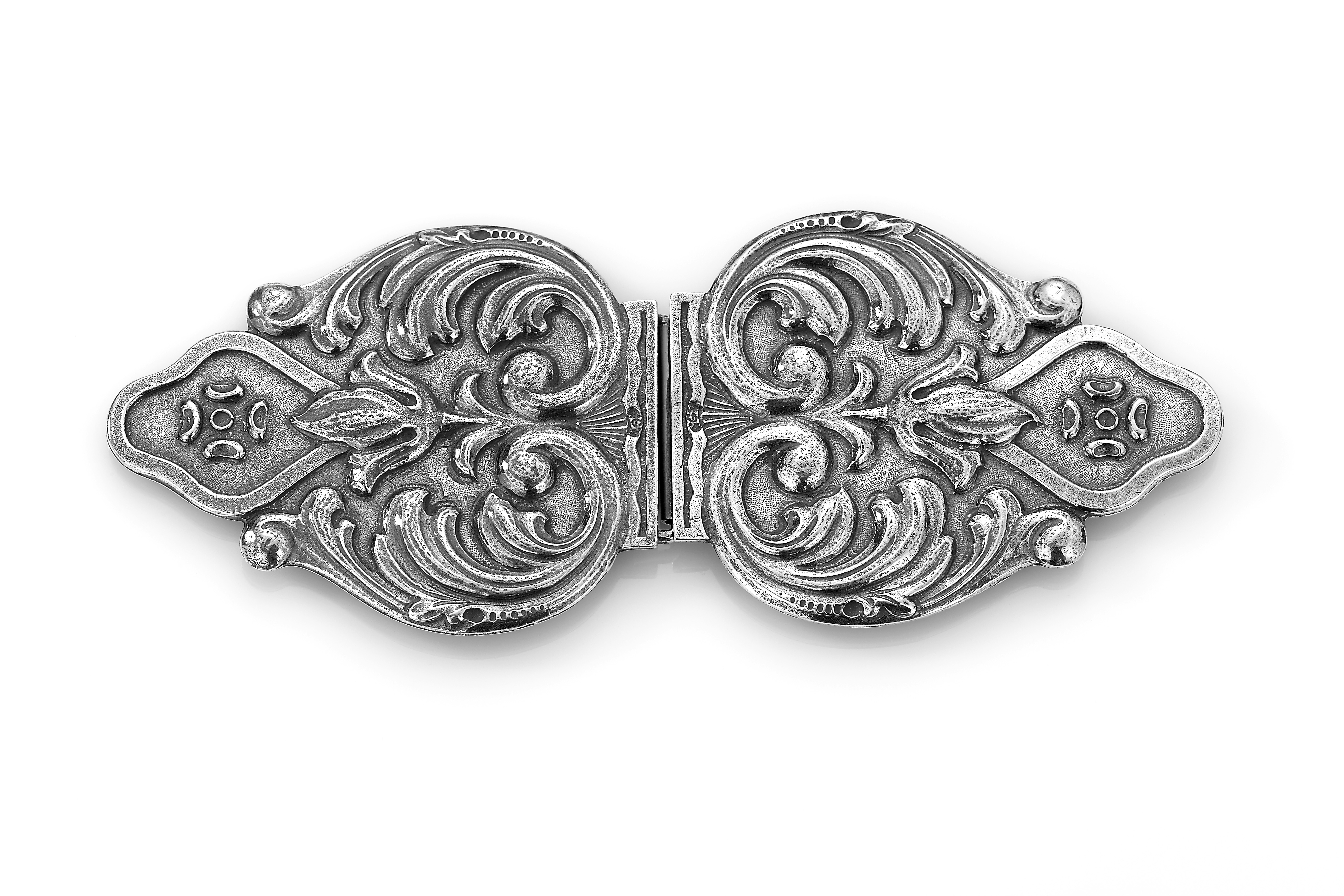 Haakonsen beltespenne stoff stor med bred bøyle.